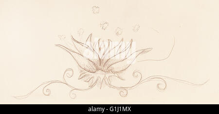 Farbzeichnung von ornamentalen Blütenstruktur ist. Original Hand auf Papier gezeichnet. Stockfoto