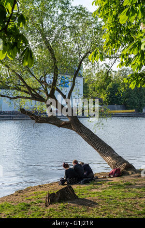 Menschen genießen täglich Sommer Gras, Strelecky Ostrov, Prag, Tschechische Republik Stockfoto