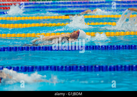 Aquatics Centre, London, UK, 16. Mai 2016. Britische Schwimmerin Hannah Miley in der 400m Frauen Medley. Hannah gewinnt Silber hinter ungarischen Lieblings Katinka Hosszu. Bildnachweis: Imageplotter und Sport/Alamy Live Nachrichten Stockfoto