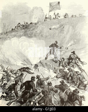 Belagerung von Vicksburg - General Sherman Kampf mit Handgranaten, 13. Juni 1863. USA Bürgerkrieg Stockfoto