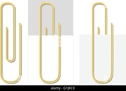Gradient Mesh Vektor der Büroklammer in Goldfarbe auf weiß Stock Vektor