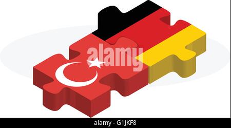 Vektor-Illustration von deutschen und türkischen Fahnen in puzzle isolierten auf weißen Hintergrund Stock Vektor