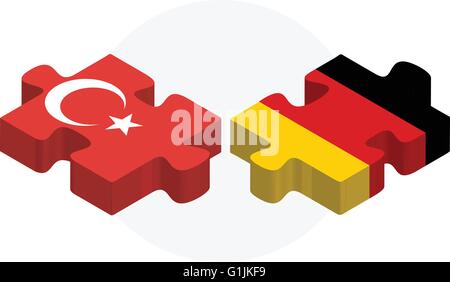 Vektor-Illustration von deutschen und türkischen Fahnen in puzzle isolierten auf weißen Hintergrund Stock Vektor