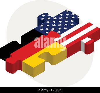 Vektor-Illustration von USA und deutsche Fahnen in puzzle isolierten auf weißen Hintergrund Stock Vektor