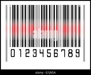 EPS 10 Vector Illustration der Barcode-Symbol und rote Sensor Laserstrahl Stock Vektor