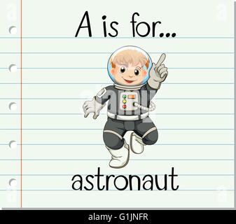 Flashcard Buchstabe A ist für Astronauten illustration Stock Vektor