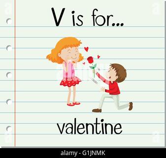 Flashcard Buchstaben V ist für Valentine illustration Stock Vektor