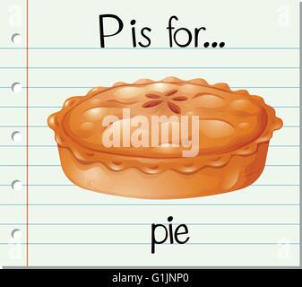 Flashcard Buchstabe P ist für Pie illustration Stock Vektor