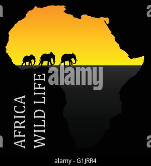 EPS-10 Set editierbare Vector Silhouetten von afrikanischen Elefanten in gehen Posen Stock Vektor