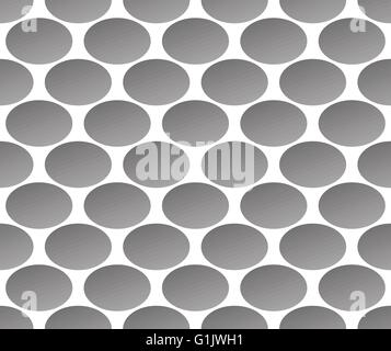 Graustufen, monochromes Muster mit Ellipse, ovale Formen. Nahtlos wiederholbar. Industriellen Charakter. Stock Vektor