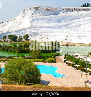 abstrahieren Sie in Pamukkale Türkei Asien das alte Kalzium Bad und Travertin-Wasser Stockfoto