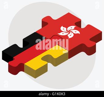 Deutschland und Hong Kong SAR China Flaggen in puzzle isolierten auf weißen Hintergrund Stock Vektor