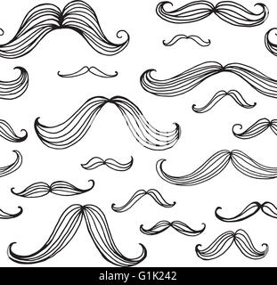 Schnurrbärte Musterdesign. Handgezeichnete Elemente. Vektor-illustration Stock Vektor