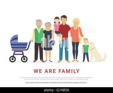 Konzept-Darstellung der großen Familienporträt Stock Vektor