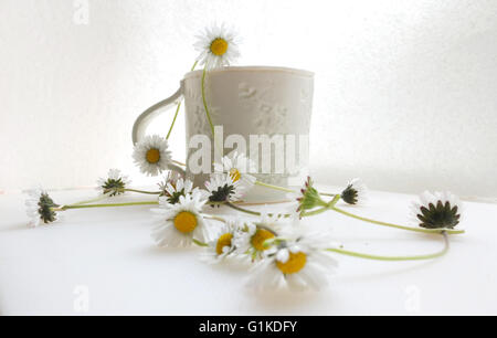Daisy-Chain & Keramik-Becher Stockfoto