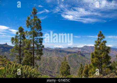 Gran Canaria, Blick Richtung Roque Bentayga von Norden Lippe der caldera Stockfoto