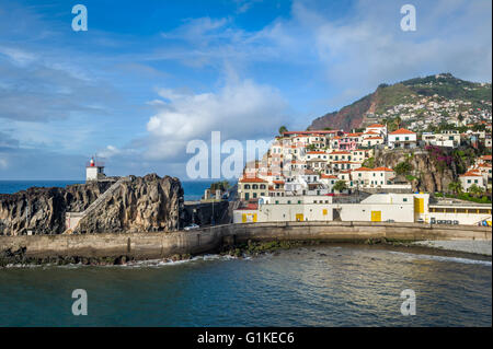 Camara de Lobos alte Stadthafen. Stockfoto