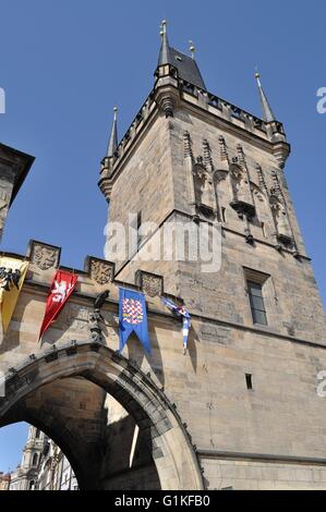 Tschechische Republik, Prag - Charles Brückenturm Stockfoto