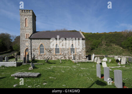 Kirche auf rathlin Island. St Thomas' Pfarrkirche und Friedhof auf rathlin Island, County Antrim, Nordirland. Stockfoto