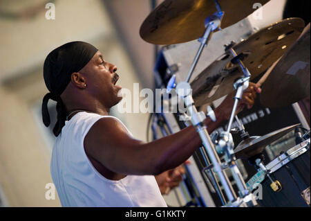 Jeff Lorber Fusion Gruppe auf dem Altstädter Ring in Warschau, Polen, Warschau, Jazz Na Starowce Serie. Stockfoto