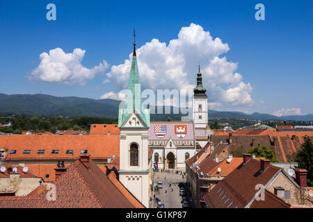 St.-Markus-Kirche, berühmte Gebäude, Sehenswürdigkeiten in Zagreb, Kroatien Stockfoto