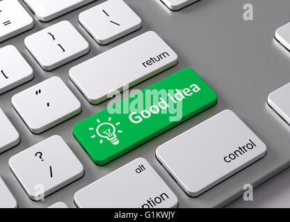 Eine Tastatur mit einem grünen Knopf gute Idee Stockfoto