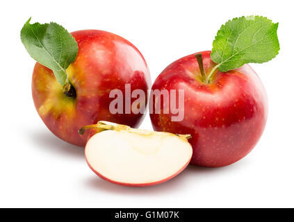 rote Äpfel auf dem weißen Hintergrund isoliert. Stockfoto