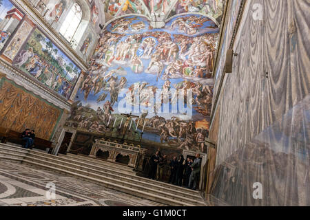 Die Sixtinische Kapelle das jüngste Gericht von Michelangelo gemalt Stockfoto