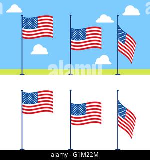 Flache USA-Flaggen-Vektor-set Stock Vektor