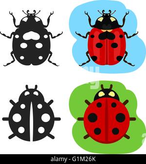 Marienkäfer flache Farbe Vektor icon Stock Vektor