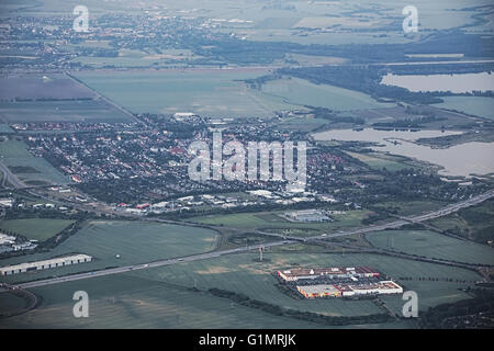 Blick auf die deutsche Stadt Barleben, nördlich von Magdeburg. Stockfoto