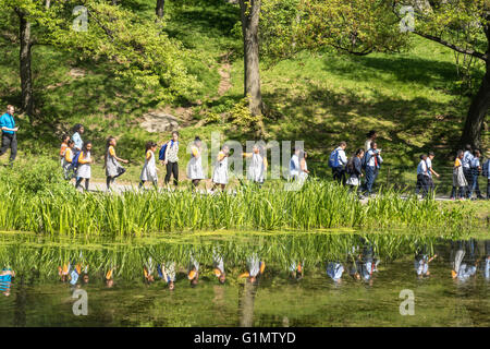 Das Harlem Meer ist ein kleines Gewässer am nördlichen Rand des Central Park in New York City, USA Stockfoto