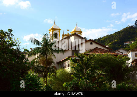 Blick von der Unesco Welt Kulturerbe Stadt von Ouro Preto in Minas Gerais, Brasilien Stockfoto