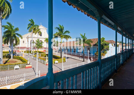 Horizontale Luftaufnahme des Plaza Mayor in Trinidad, Kuba. Stockfoto