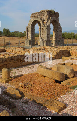 Caparra, Rundbogen Caparra (1. / 2. Jahrhundert n. Chr.), Zarza de Granadilla. Via De La Plata, Provinz Cáceres, Extremadura, Spanien Stockfoto