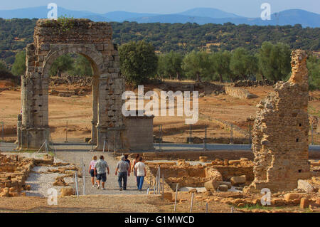 Caparra, Rundbogen Caparra (1. / 2. Jahrhundert n. Chr.), Zarza de Granadilla. Via De La Plata, Provinz Cáceres, Extremadura, Spanien Stockfoto