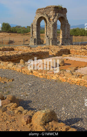 Caparra, Rundbogen Caparra (1. / 2. Jahrhundert n. Chr.), Zarza de Granadilla. Via De La Plata, Provinz Cáceres, Extremadura, Spanien Stockfoto