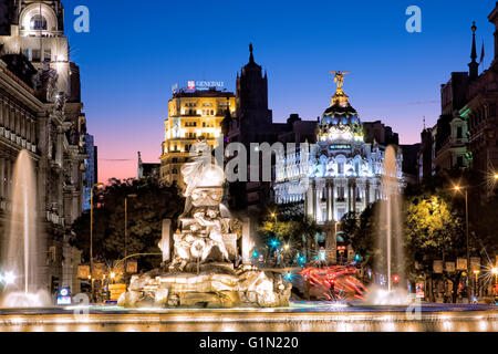 Der Brunnen auf der Plaza de Cibeles Stockfoto