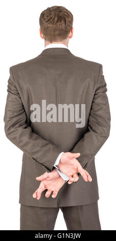 Geschäftsmann Kreuzung Finger hinter seinem Rücken Stockfoto