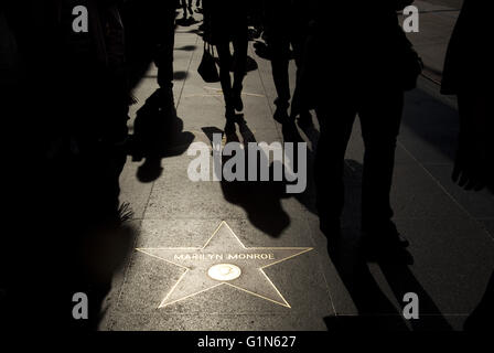 Marilyn's Stern auf dem Walk of Fame, Hollywood Boulevard, Hollywood, Los Angeles, Kalifornien, USA Stockfoto