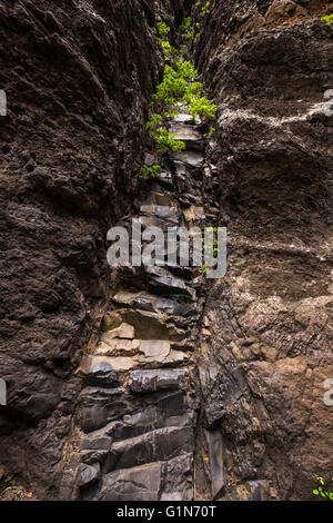 Felsformationen in Masca Barranco, Teneriffa, Kanarische Inseln, Spanien. Stockfoto