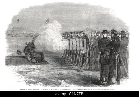 Ausführung der Deserteur in The American Civil War, 13. Dezember 1861 in Fairfax Seminar, Bundesrepublik Camp, Alexandria Stockfoto