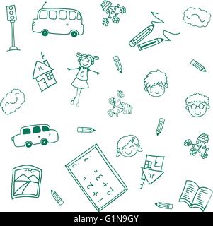 glückliche Kinder Kunstschule doodle Stock Vektor
