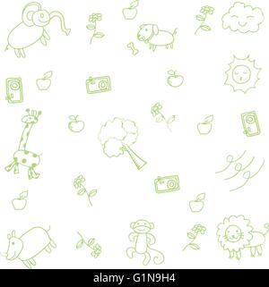 niedliche Tier für Kinder doodle Kunst Stock Vektor