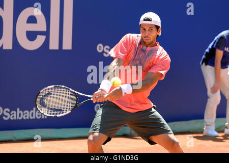 BARCELONA - 21 APR: Fernando Verdasco (spanischer Tennisspieler) spielt bei der ATP Barcelona Open Banc Sabadell. Stockfoto