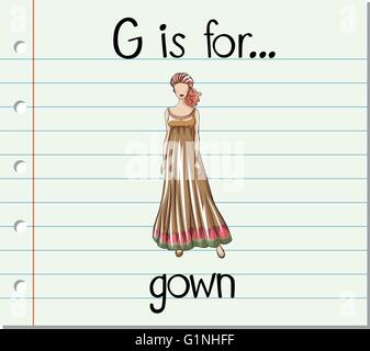 Flashcard Alphabet G ist für Kleid illustration Stock Vektor
