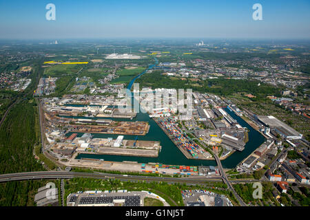 Luftbild, Dortmunder Hafen, Binnenhafen, Dortmund-Ems-Kanal, Containerhafen, der Hafen von Dortmund AG, alte Port Authority, Stockfoto