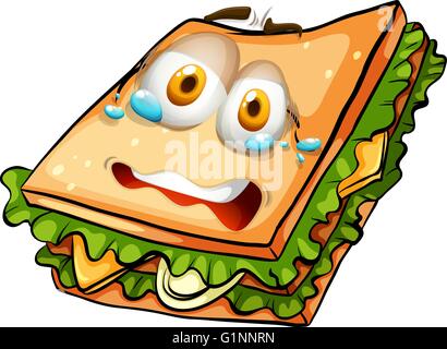 Sandwich mit nervösen Gesicht illustration Stock Vektor