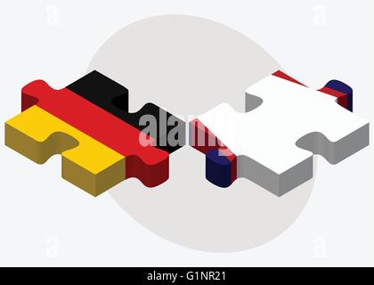 Deutschland und Amerikanisch-Samoa Flaggen in puzzle isolierten auf weißen Hintergrund Stock Vektor