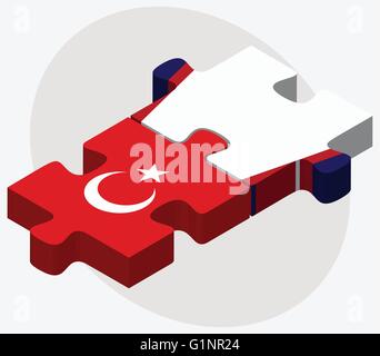 Türkei und Amerikanisch-Samoa Flaggen in puzzle isolierten auf weißen Hintergrund Stock Vektor